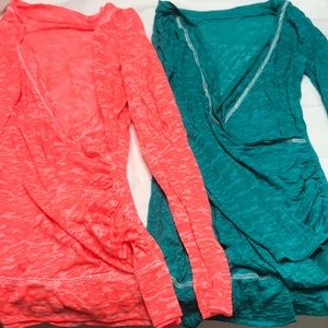 Set of two long sleeve v neck overshirts. Vanity XL